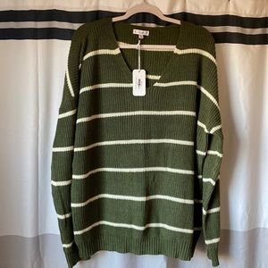 NWT Olive green striped sweater